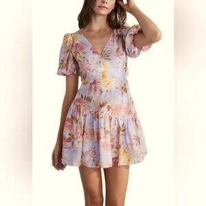 NWT Mustard Seed floral dress with puffed sleeves